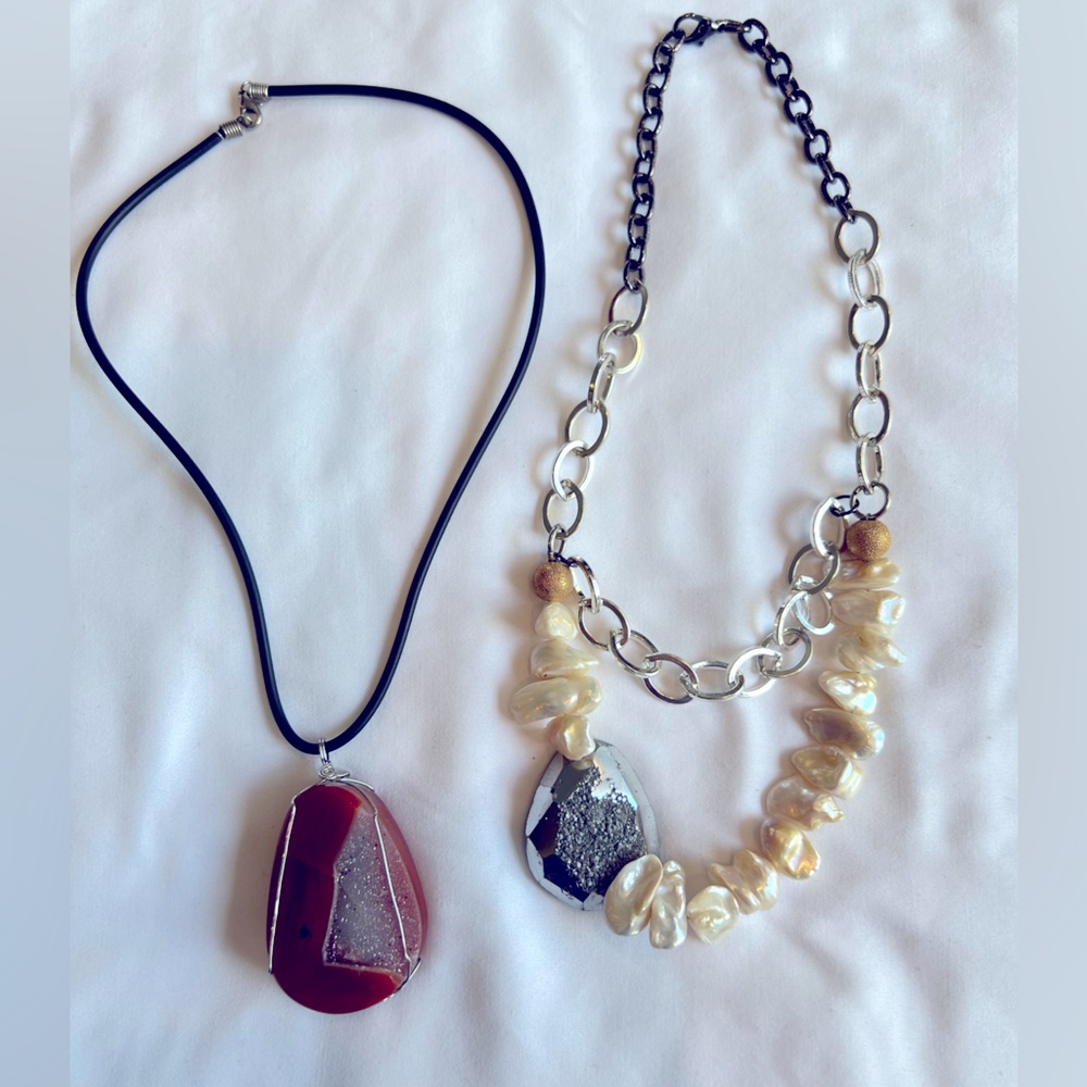 2 Druzy Statement Piece Necklaces